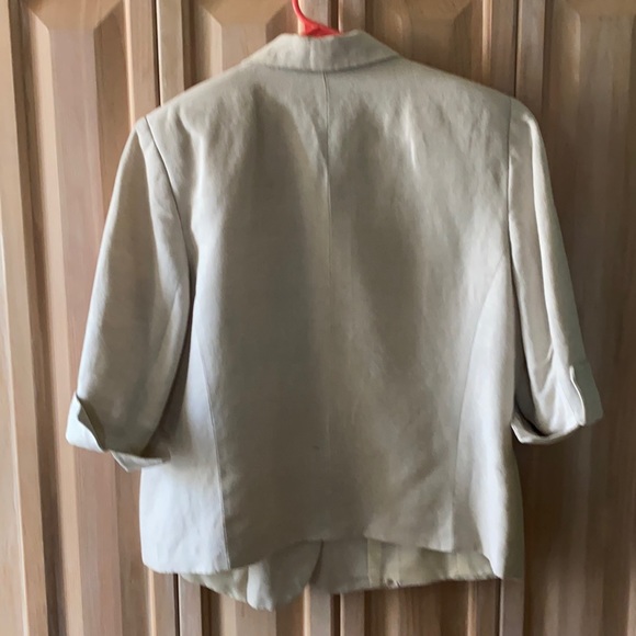 Offwhite 3/4 sleeve jacket shirt linen rayon lined - Picture 5 of 6